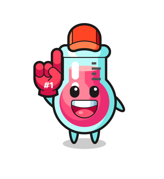 实验室烧杯卡通一号风扇手套图片下载