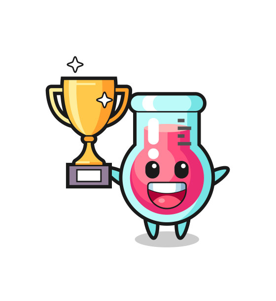 卡通实验室烧杯高兴地举着图片下载