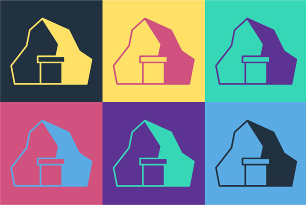 波普艺术金矿图标孤立的颜色图片下载