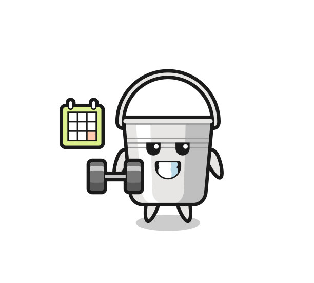 铁桶吉祥物卡通做健身用图片下载