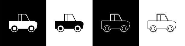 设置皮卡图标孤立在黑色和白色图片下载