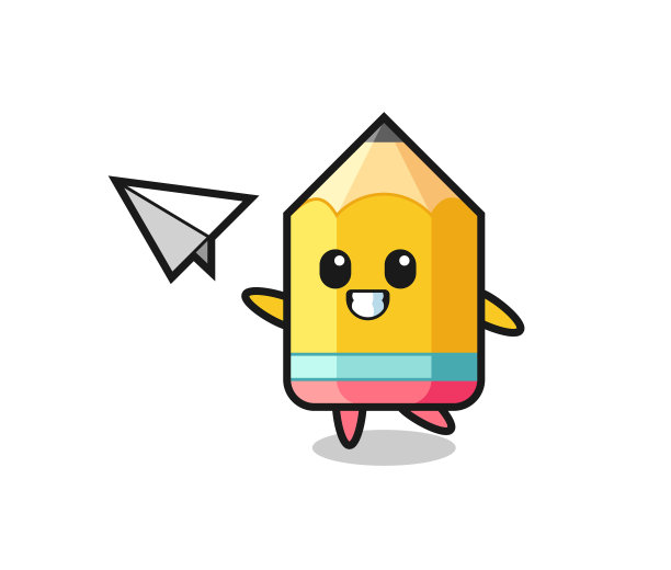 铅笔卡通人物扔纸飞机图片下载