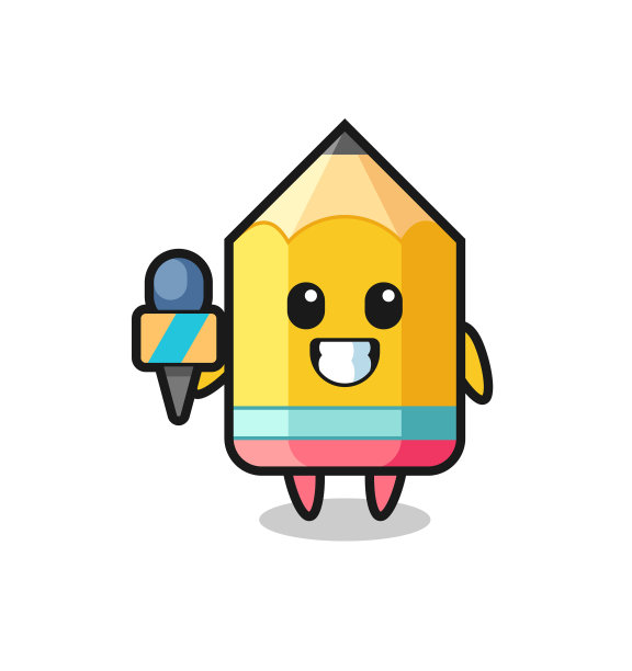 人物吉祥物铅笔作为新闻记者图片下载