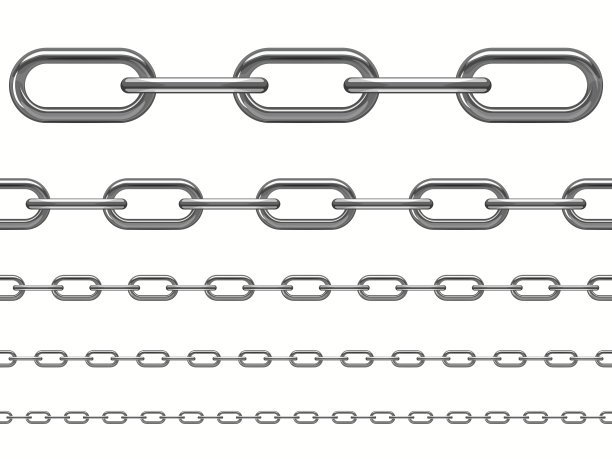 银链。无缝写实钢首饰链接。奢华金属细链。向量图片下载