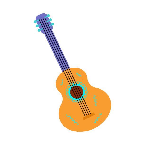 吉他乐器。孤立在白色背景上。卡通风格。矢量插图。图片下载