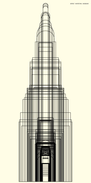 抽象的矩形和线条图案。绘图保持在大纲，以便更好的编辑和设计选项。柔和的黄色背景图片下载