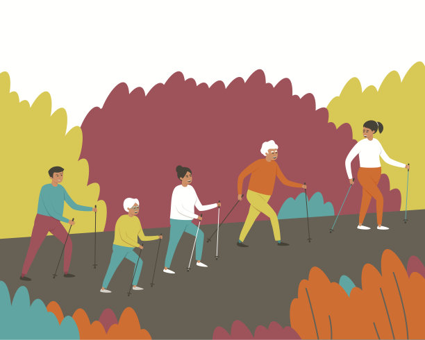 一群人正以斯堪的纳维亚人的步态走路图片下载