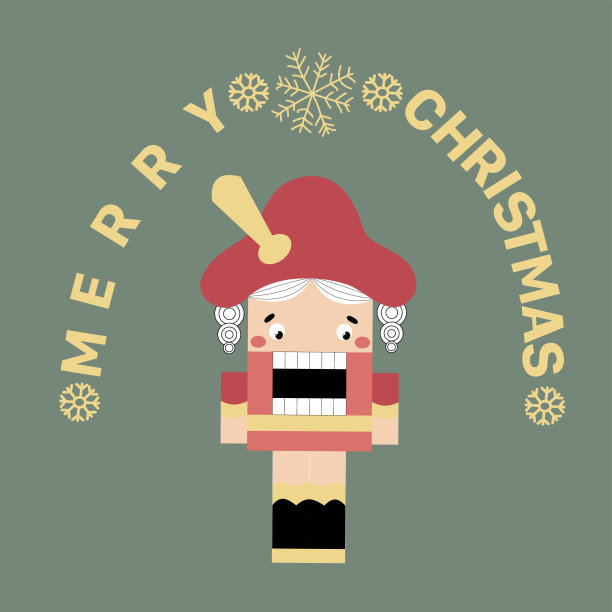 向量可爱的胡桃夹子来自一个冬天的童话故事。有趣的平面风格的节日贺卡，海报的圣诞快乐图片下载