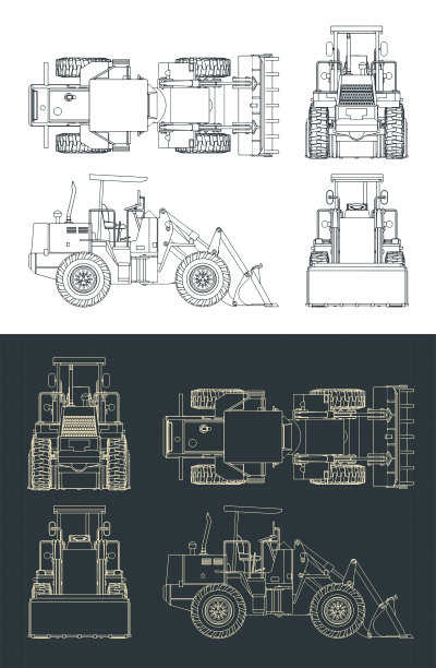 轮式装载机的蓝图图片下载