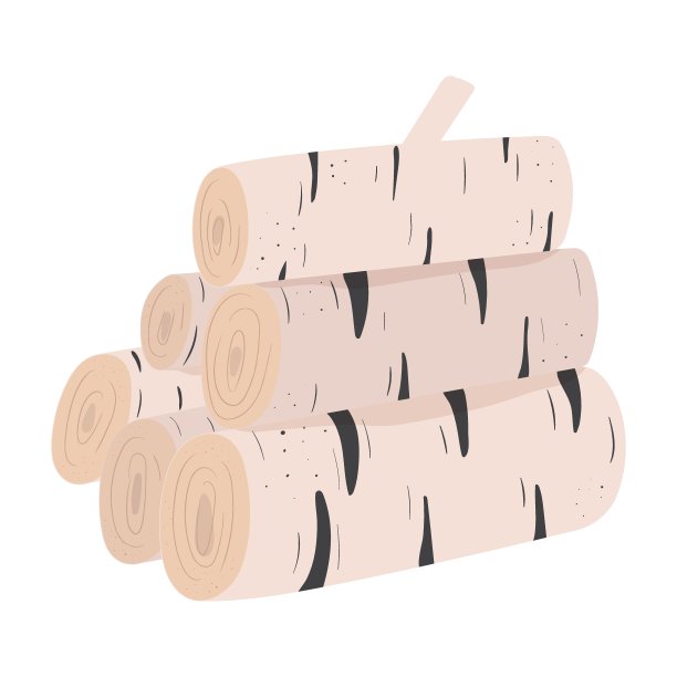 手工绘制的桦木原木图片下载