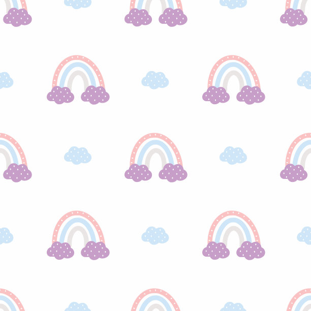 无缝的背景与可爱的彩虹风格的手绘。矢量插图涂鸦。儿童房墙纸。婴儿图案印刷在纺织品和包装纸上。图片下载