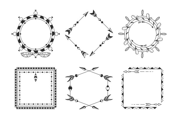 手绘波西米亚框架包矢量插图图片下载