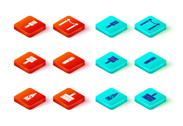 设置管与调色板油漆刷标记图片下载