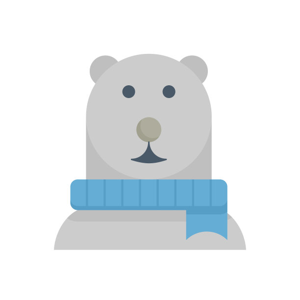 北极熊和围巾卡通矢量图标的圣诞和新年快乐。图片下载