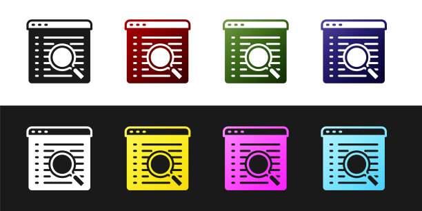 设置搜索引擎图标隔离的黑白背景。向量图片下载