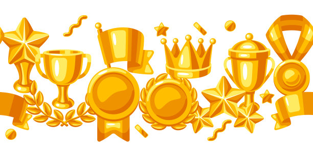 奖项和奖杯无缝模式。奖励项目，体育或企业比赛。图片下载