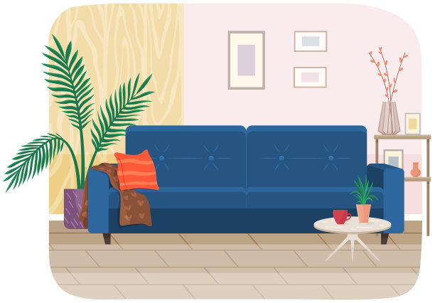 客厅家具设计，现代家居室内元素。沙发图片下载