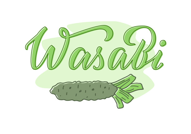 画根的绿色创意词Wasabi图片下载