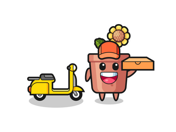 用向日葵锅做披萨送货员图片下载