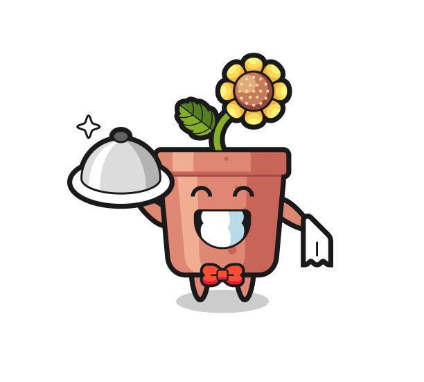 人物吉祥物向日葵锅作为服务员图片下载