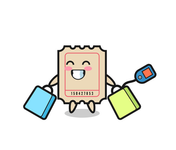 门票吉祥物卡通手持购物袋图片下载