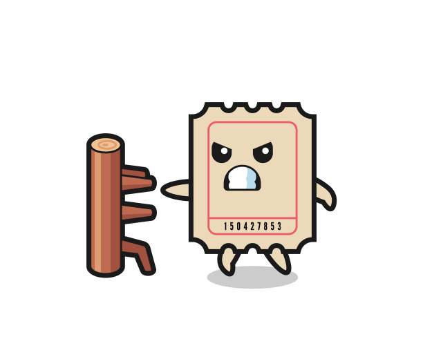 门票卡通作为空手道斗士图片下载