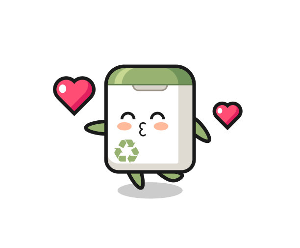 带有接吻手势的垃圾桶卡通人物图片下载