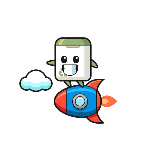 骑着火箭的垃圾桶吉祥物图片下载