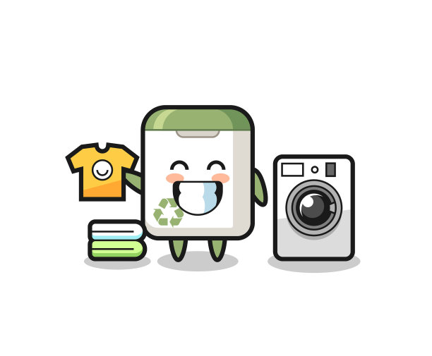 吉祥物卡通垃圾桶与洗衣机图片下载