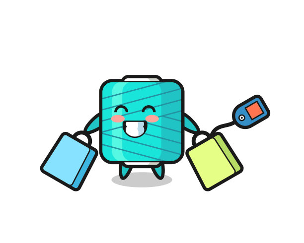 吉祥物卡通纱线线轴手持购物袋图片下载