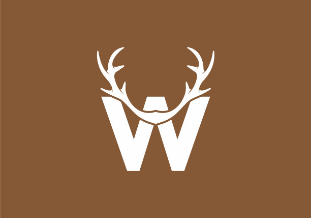 白棕色w首字母与鹿图片下载