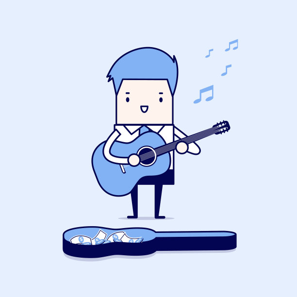商人弹吉他赚钱卡通图片下载