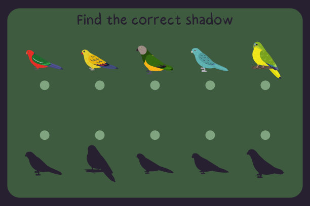 匹配儿童教育游戏与鹦鹉图片下载