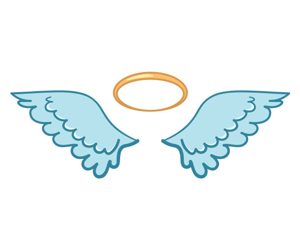 飞翔的天使翅膀平带着金色的光环图片下载