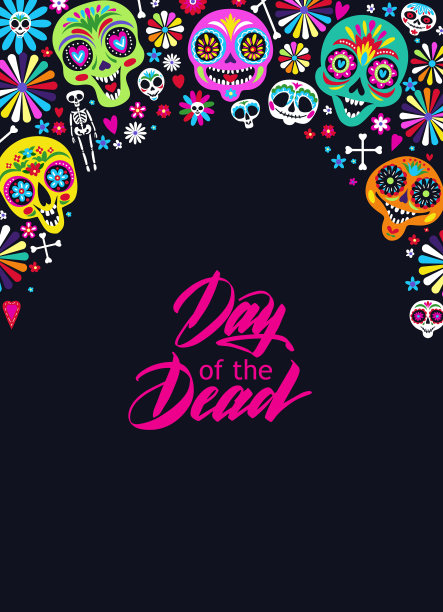 墨西哥秋天的糖果骷髅贺卡图片下载