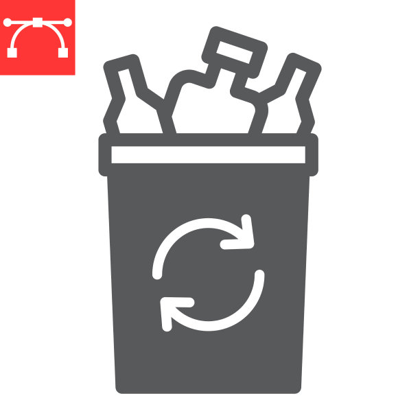 塑料回收再利用字形图标和废物回收图片下载