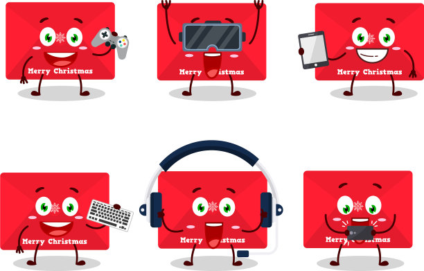 红色的圣诞信封是卡通人物图片下载