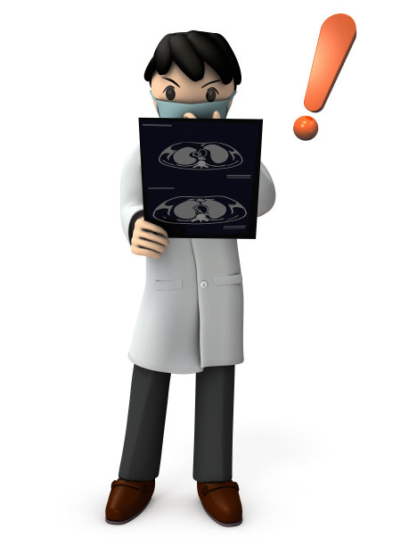 医生通过观察病人的扫描图像发现病变。白色背景。3 d渲染。图片下载