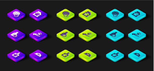 将宠物洗发香波、食物碗手与动物放在一起图片下载