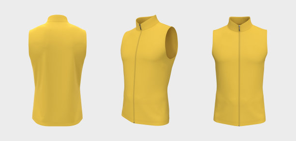 无袖自行车运动衫模型在前面，侧面和后面图片下载