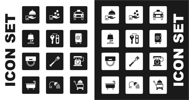 设置出租车酒店门锁，钥匙，台灯图片下载