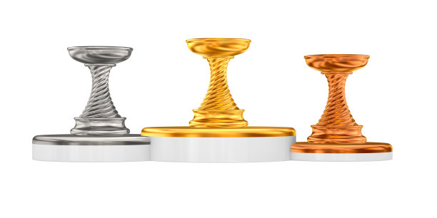 白色背景的奖杯。孤立的3 d演示图片下载