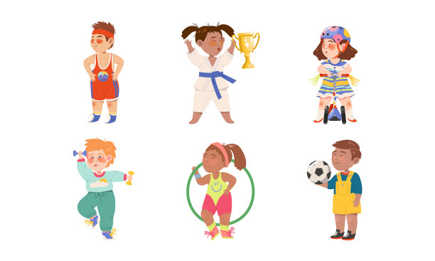 可爱的孩子，运动员，骑滑板车，踢足球图片下载