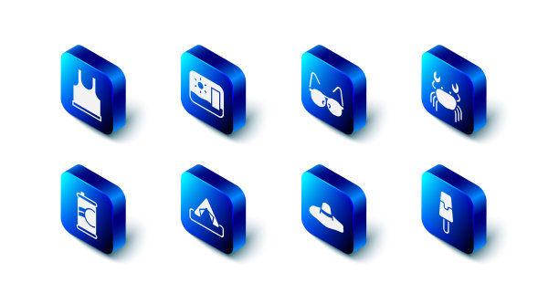 旅游明信片眼镜螃蟹冰淇淋图片下载