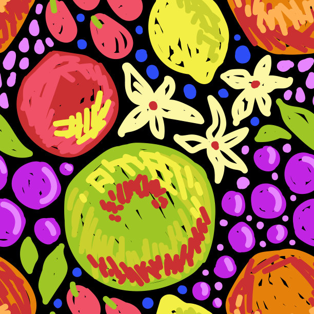 黑色无缝背景与明亮的夏天图片下载