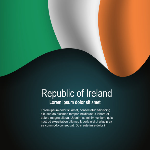 国旗爱尔兰飞行在黑暗的背景图片下载