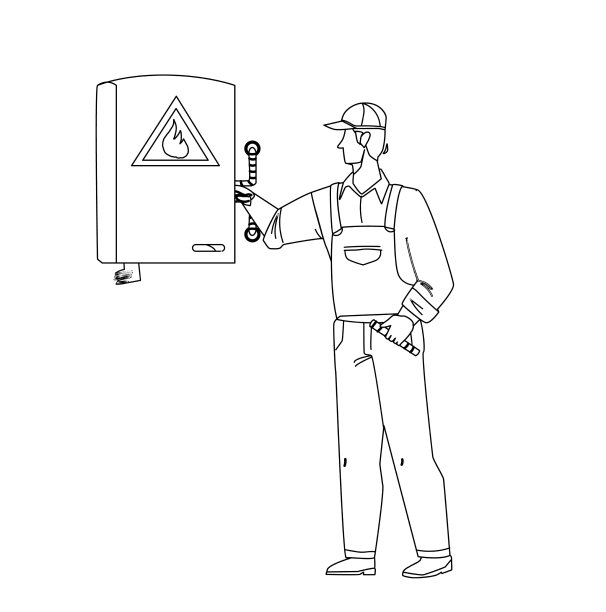 燃气技术员检查供暖锅炉图片下载