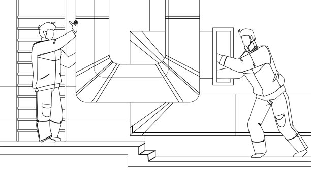 暖通通风安装或维修人员图片下载