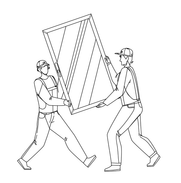 PVC窗搬运人员安装图片下载