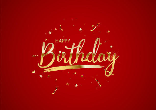 金色五彩纸屑生日快乐背景图片下载